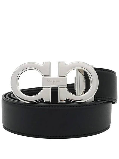 Reversible Gancini Leather Belt Black - SALVATORE FERRAGAMO - BALAAN 2