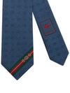 Double G Horsebit Jacquard Slim Silk Tie Blue - GUCCI - BALAAN.