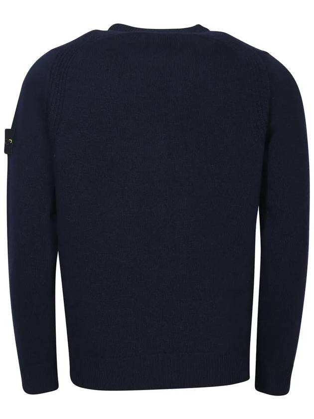 Men's Waffen Patch Round Neck Knit Top Navy - STONE ISLAND - BALAAN 3