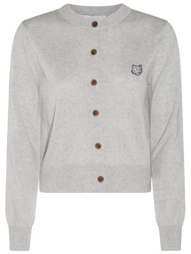 Bold Fox Head Patch Regular Cardigan Grey - MAISON KITSUNE - BALAAN 2