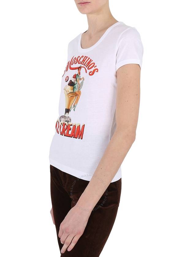 Moschino Ladies White Ice Cream Print Cotton T-Shirt, Brand Size 38 (US Size 4) - MOSCHINO - BALAAN 3