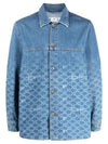 Men's Monogram Printed Denim Jacket - OFF WHITE - BALAAN 3