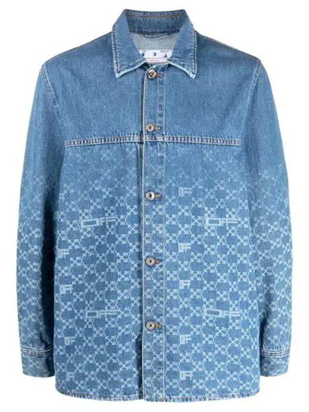 Men's Monogram Printed Denim Jacket - OFF WHITE - BALAAN 3