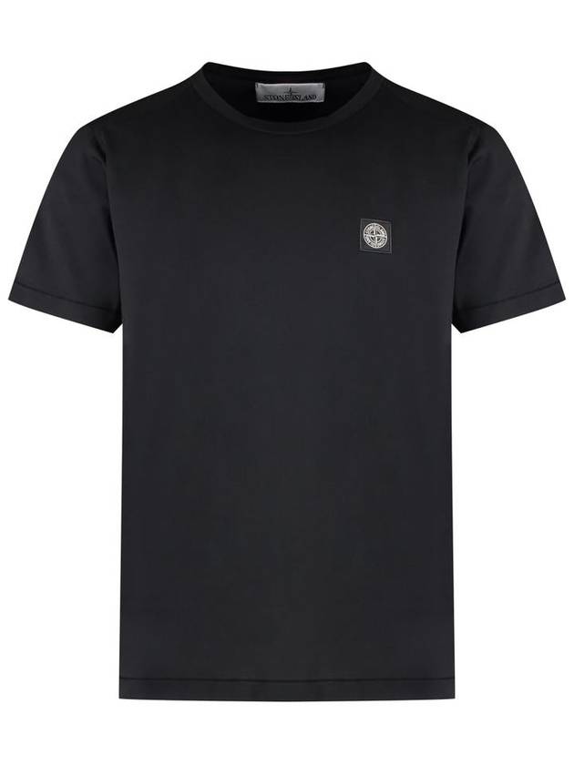 Logo Patch Short Sleeve T-Shirt Black - STONE ISLAND - BALAAN 2