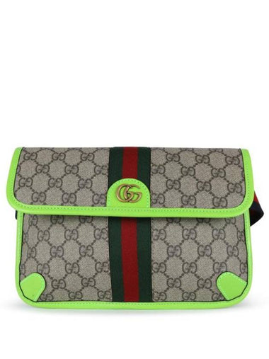 Ophidia Web GG Supreme Small Canvas Belt Bag Green Beige - GUCCI - BALAAN 1