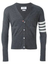 Men's Diagonal Classic Cashmere Cardigan Mid Grey - THOM BROWNE - BALAAN 2