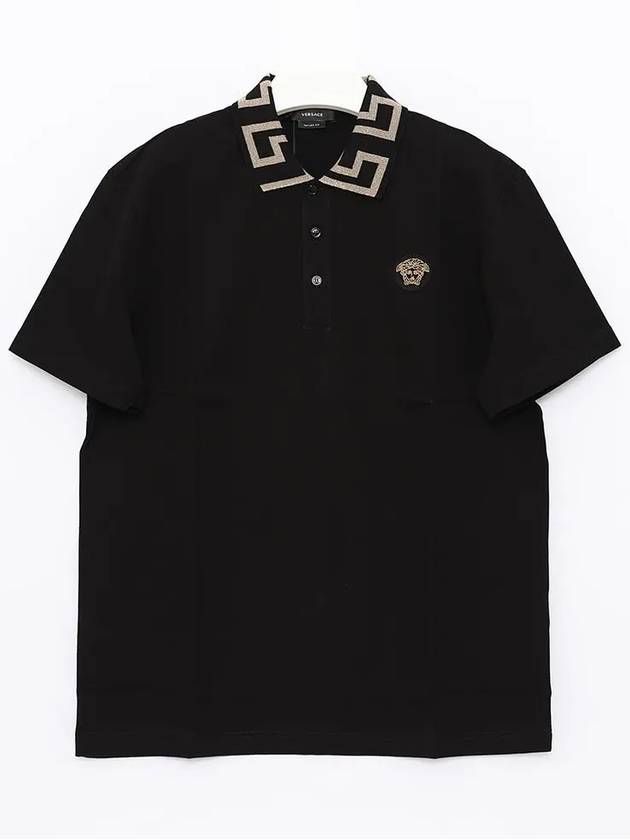 Men's Medusa Greca Short Sleeve Polo Shirt Black - VERSACE - BALAAN 4