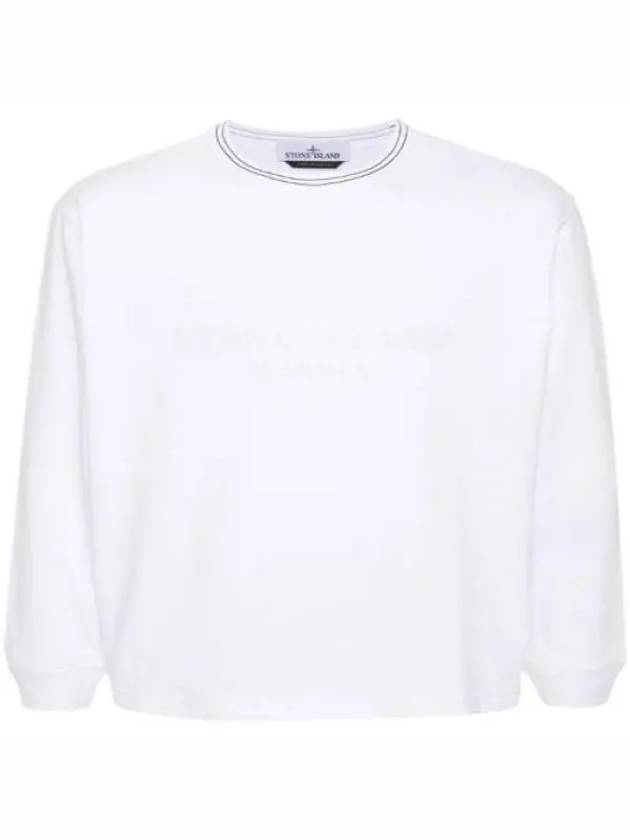 Logo Print Cotton Sweatshirt White - STONE ISLAND - BALAAN 2