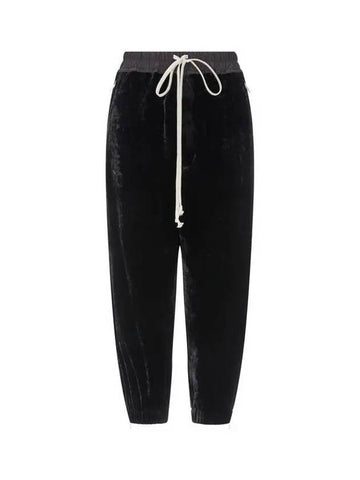 WOMEN Cropped Velvet Jogger Pants Black 270485 - RICK OWENS - BALAAN 1