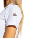 Women's Button Closure Cotton Short Sleeve Polo Shirt Optical White - MONCLER - BALAAN 6