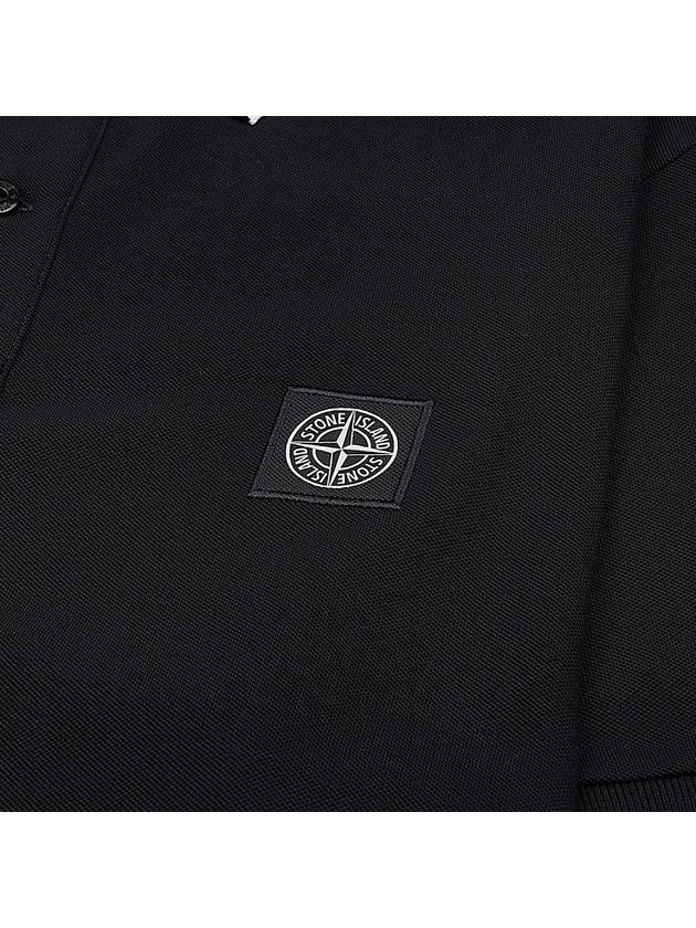 Stretch Cotton Pique Short Sleeve Polo Shirt Black - STONE ISLAND - BALAAN 5