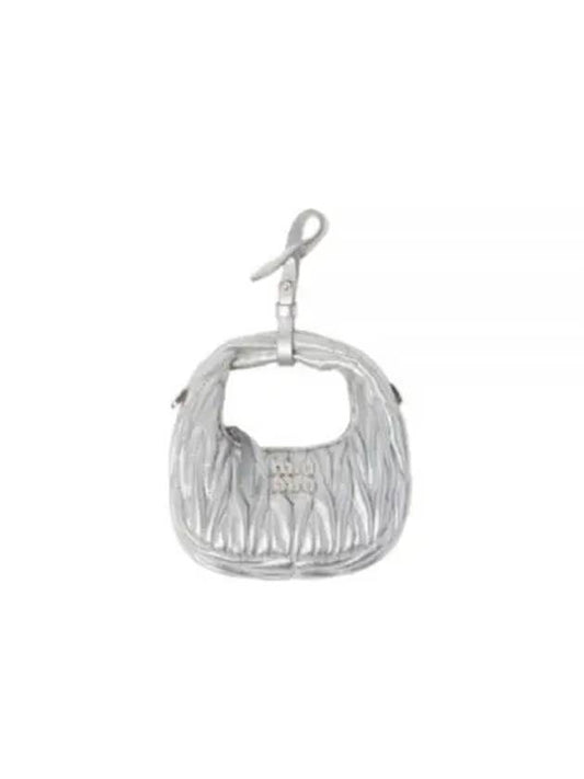 Wander Matelasse Micro Nappa Leather Hobo Mini Bag Silver - MIU MIU - BALAAN 2