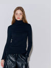 Women's Slit Ribbed Jersey Turtleneck Black - OPENING SUNSHINE - BALAAN 1