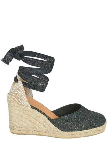 Grey Lace-Up Espadrille Sandals In Cotton Woman - CASTANER - BALAAN 1