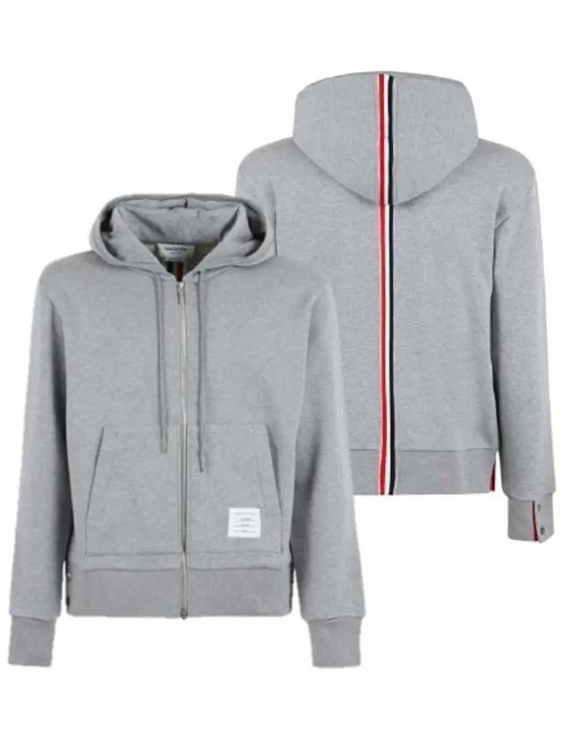 Center Back Stripe Cotton Zip Up Hoodie Light Grey - THOM BROWNE - BALAAN 2