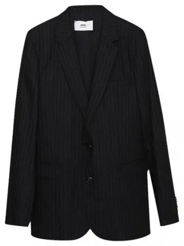 Blazer Wool Cotton Herringbone Jacket - AMI - BALAAN 1