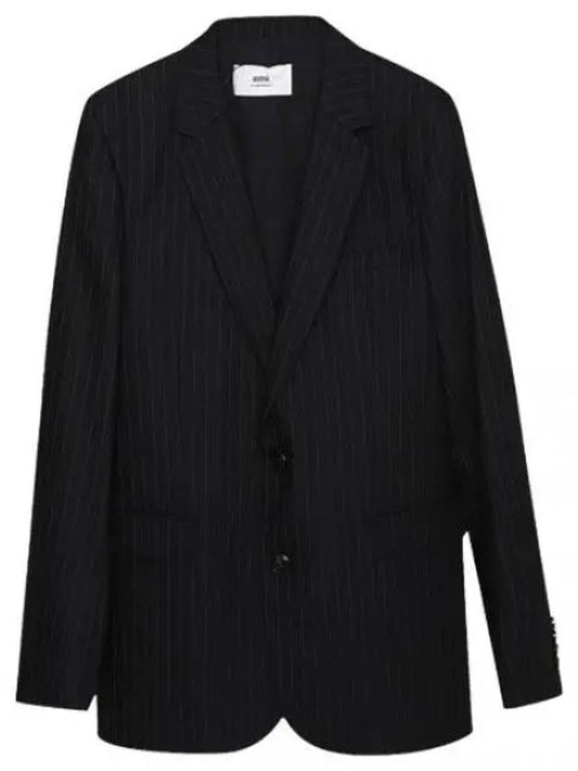 Blazer Wool Cotton Herringbone Jacket - AMI - BALAAN 1