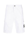 Men's Wappen Cotton Bermuda Cargo Shorts White - STONE ISLAND - BALAAN 1