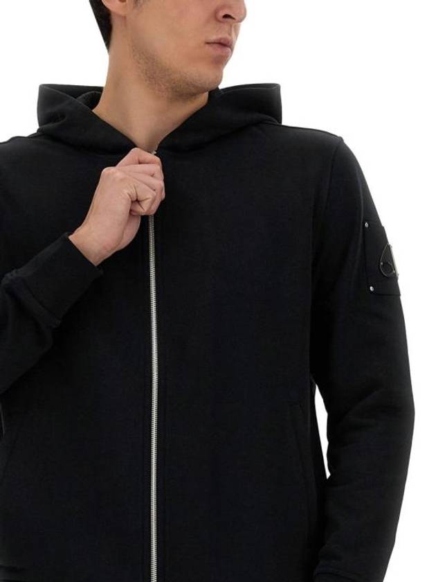 Hartsfield Logo Patch Zip Up Hoodie Black - MOOSE KNUCKLES - BALAAN 6