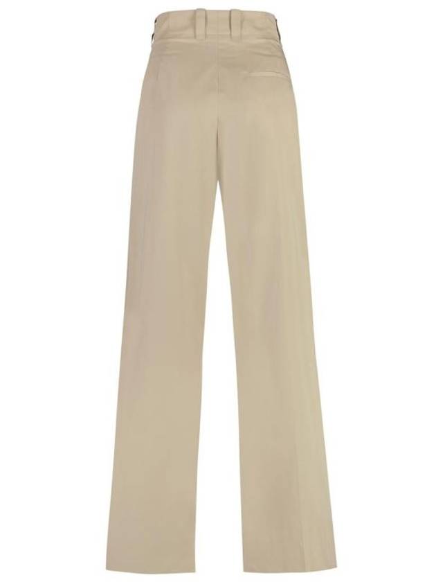 Cotton Silk Wide Leg Slacks Beige - BOTTEGA VENETA - BALAAN 3