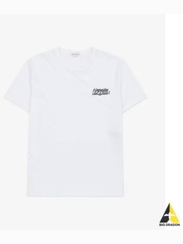 Men's Logo Embroidery Short Sleeve T-Shirt White - ALEXANDER MCQUEEN - BALAAN 2