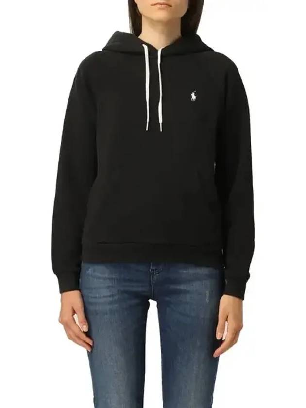 Women's Embroidered Logo Long Sleeve Hoodie Black - POLO RALPH LAUREN - BALAAN 3