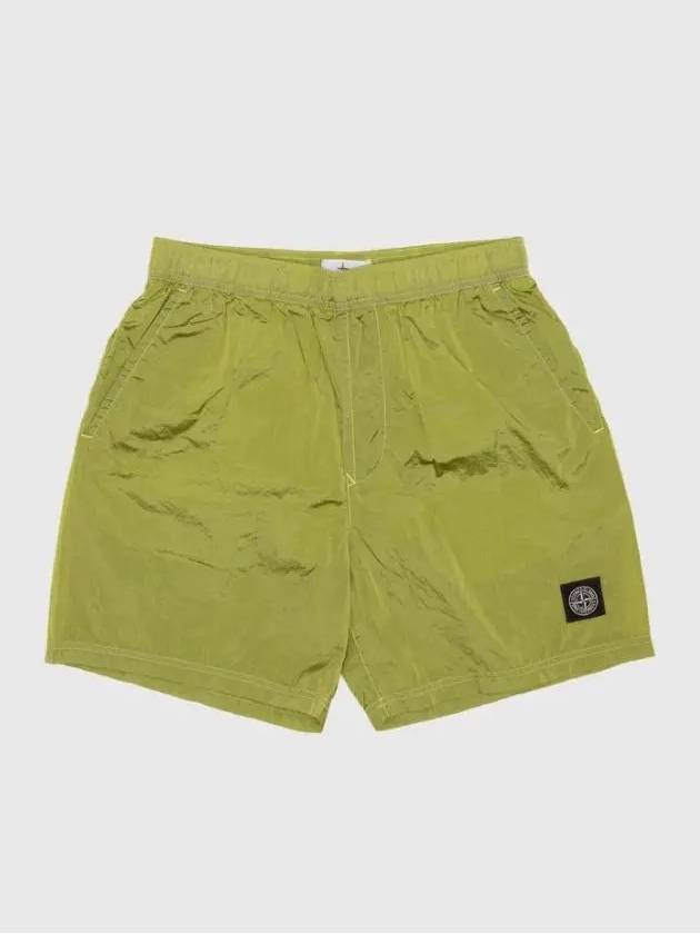 Men's Logo Patch Nylon Metal Swim Shorts Yellow - STONE ISLAND - BALAAN.