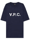 Logo Print Crew Neck Short Sleeve T-Shirt Navy - A.P.C. - BALAAN 10