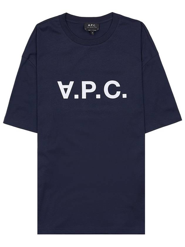 Logo Print Crew Neck Short Sleeve T-Shirt Navy - A.P.C. - BALAAN 9