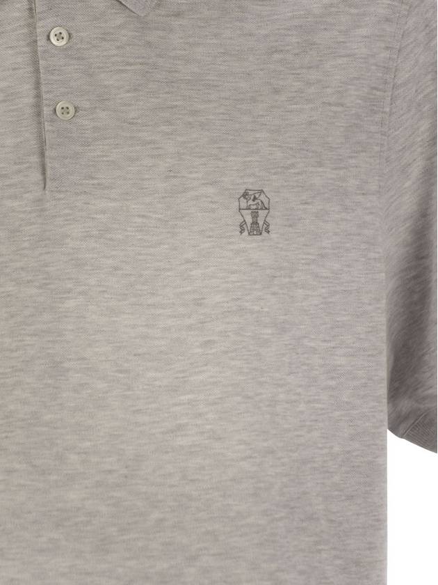 Cotton polo shirt with printed logo - BRUNELLO CUCINELLI - BALAAN 4