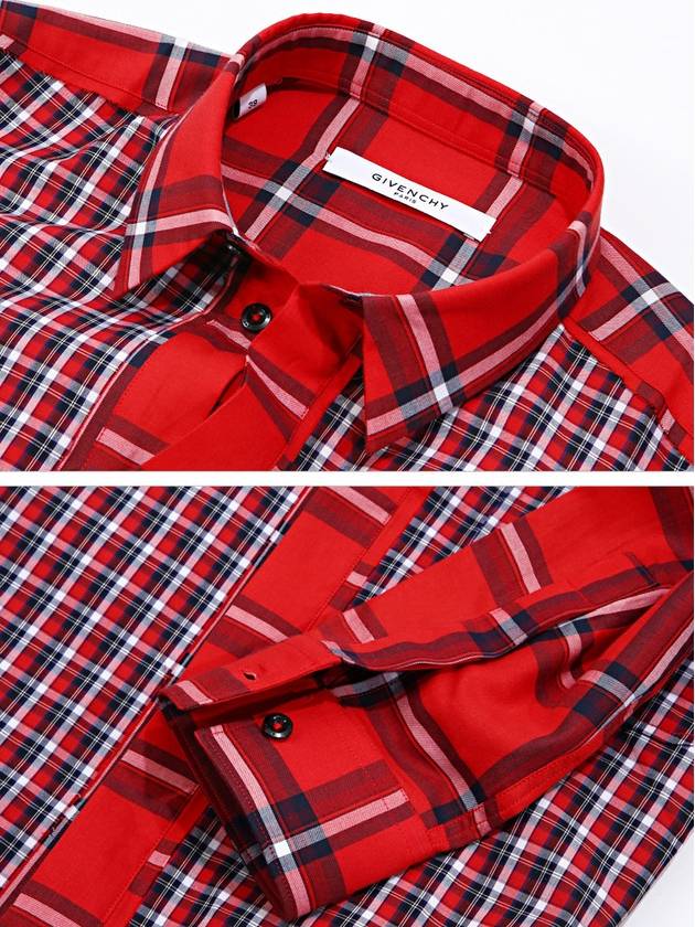 RED CHECK SHIRT - GIVENCHY - BALAAN 4