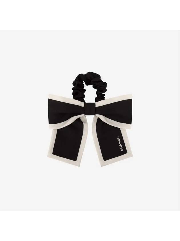 Hair Chouchou Ribbon Silk Scrunchie Black - CHANEL - BALAAN 3