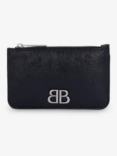 BB Logo Zipper Card Wallet Black - BALENCIAGA - BALAAN 2