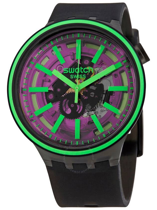 Swatch Pink Taste Quartz Black Skeleton Dial Watch SO27B113 - SWATCH - BALAAN 1