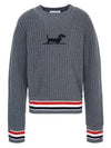 Kids Wool Cable Knit Top Grey - THOM BROWNE - BALAAN 1