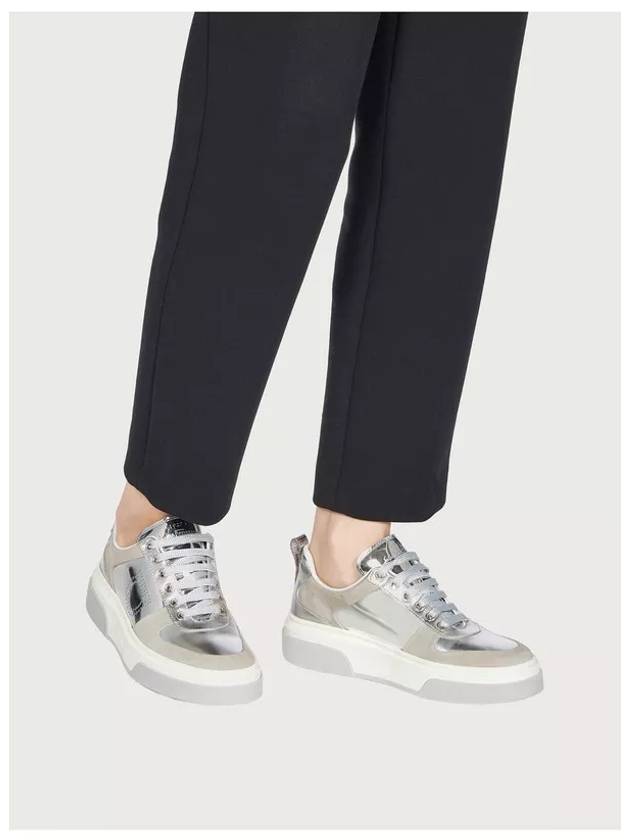 Metallic Low-Top Sneakers Grey - SALVATORE FERRAGAMO - BALAAN 7