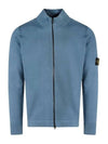 Soft Cotton Knit Zip-Up Jacket Avio Blue - STONE ISLAND - BALAAN 2