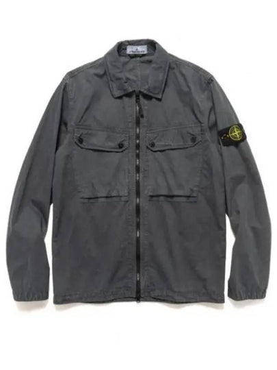 Brushed Organic Cotton Overshirt Jacket Sage Green - STONE ISLAND - BALAAN 2