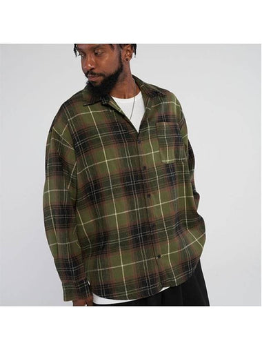 Retro oversized fit checkered shirt Khaki - TENER - BALAAN 1