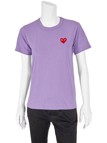 Comme Des Garcons Play Ladies Purple Heart-embroidered Cotton-jersey T-shirt, Size Small - COMME DES GARCONS - BALAAN 1