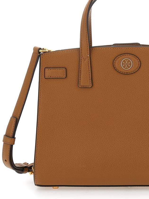 Robinson Pebbled Tote Bag Brown - TORY BURCH - BALAAN 4