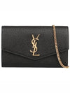 Monogram Uptown Chain Embossed Leather Long Wallet Black - SAINT LAURENT - BALAAN 2