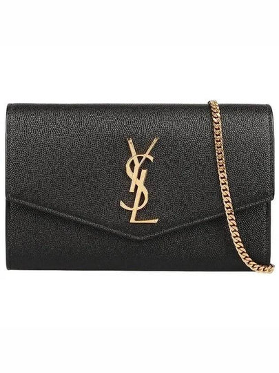 Monogram Uptown Chain Embossed Leather Long Wallet Black - SAINT LAURENT - BALAAN 2