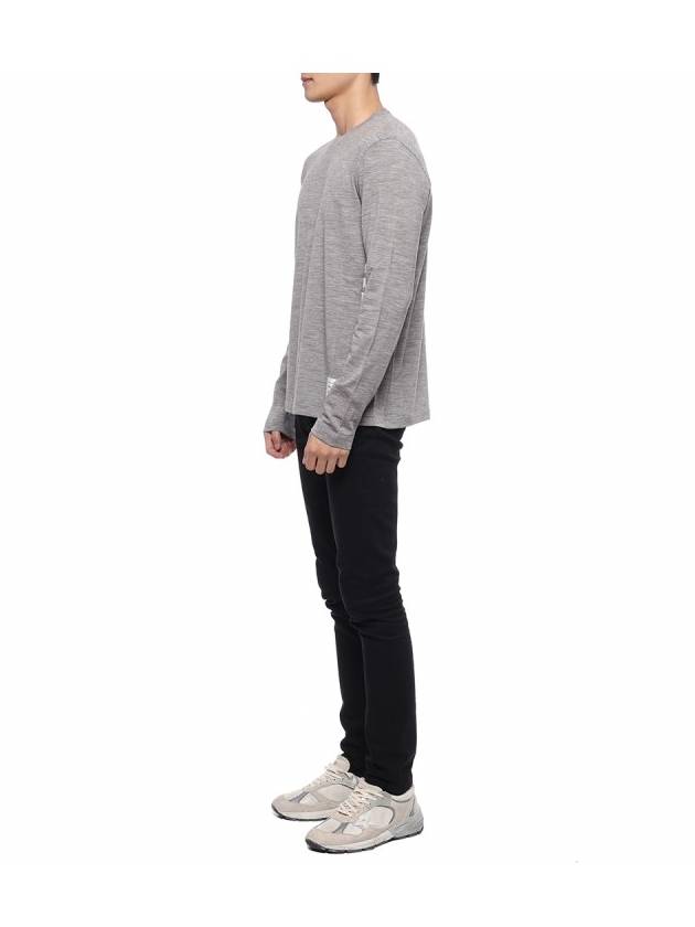 Wool Jersey 4-Bar Long Sleeve T-Shirt Light Grey - THOM BROWNE - BALAAN 5