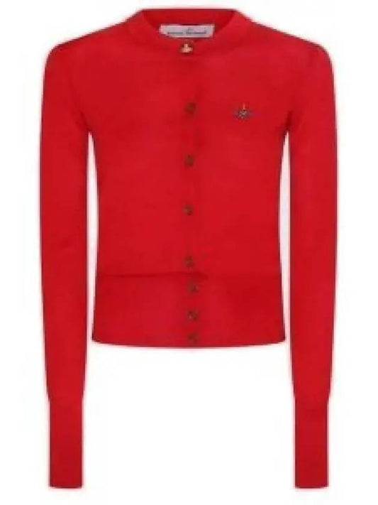 Bea Embroidered Logo Cardigan Red - VIVIENNE WESTWOOD - BALAAN 2