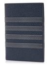 Pebble Grain Leather 4 Bar Card Wallet Navy - THOM BROWNE - BALAAN 3