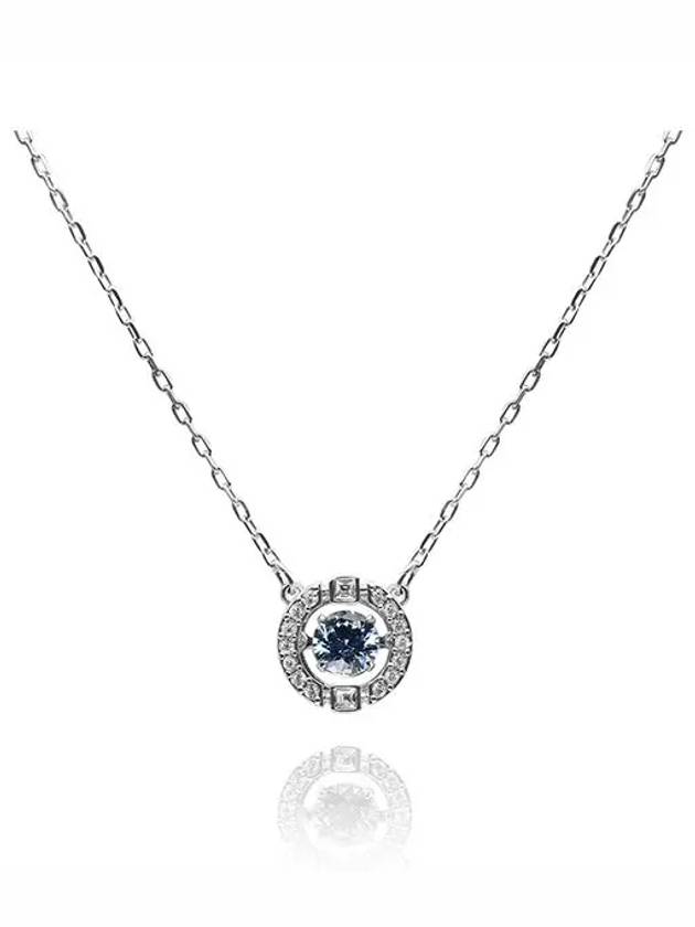 Una Crystal Round Cut Necklace Blue Silver - SWAROVSKI - BALAAN 3