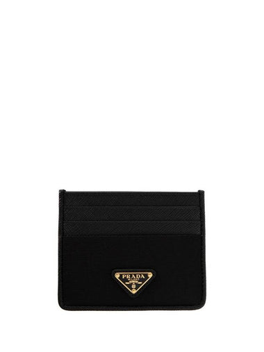 Triangle Logo Saffiano Leather Card Wallet Black - PRADA - BALAAN 1