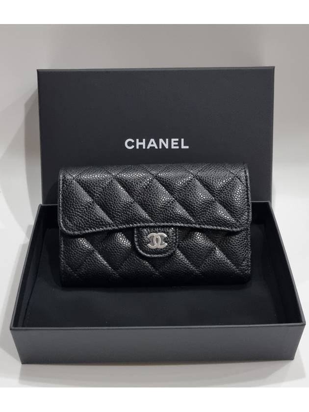 Classic Flap Wallet Grained Calfskin & Silver Black - CHANEL - BALAAN 3