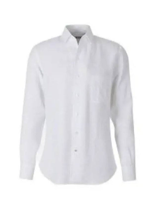 Men's Andre Linen Long Sleeve Shirt Optical White - LORO PIANA - BALAAN 2